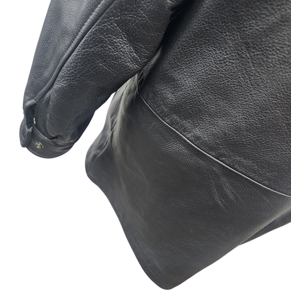 Max USA Womens Y2K Black Faux Fur Lined Genuine Leather Full Length Jacket Sz M‎ - Picture 4 of 15